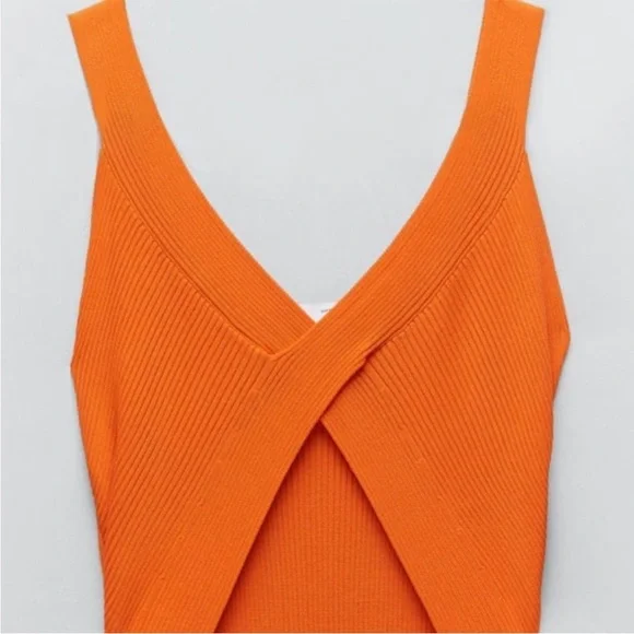 NWT Bloggers Fav Zara Orange Cut-Out Midi Dress Large - Picture 3 of 8